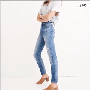 Madewell Rigid Skinny Distressed Blue Jeans Size 28